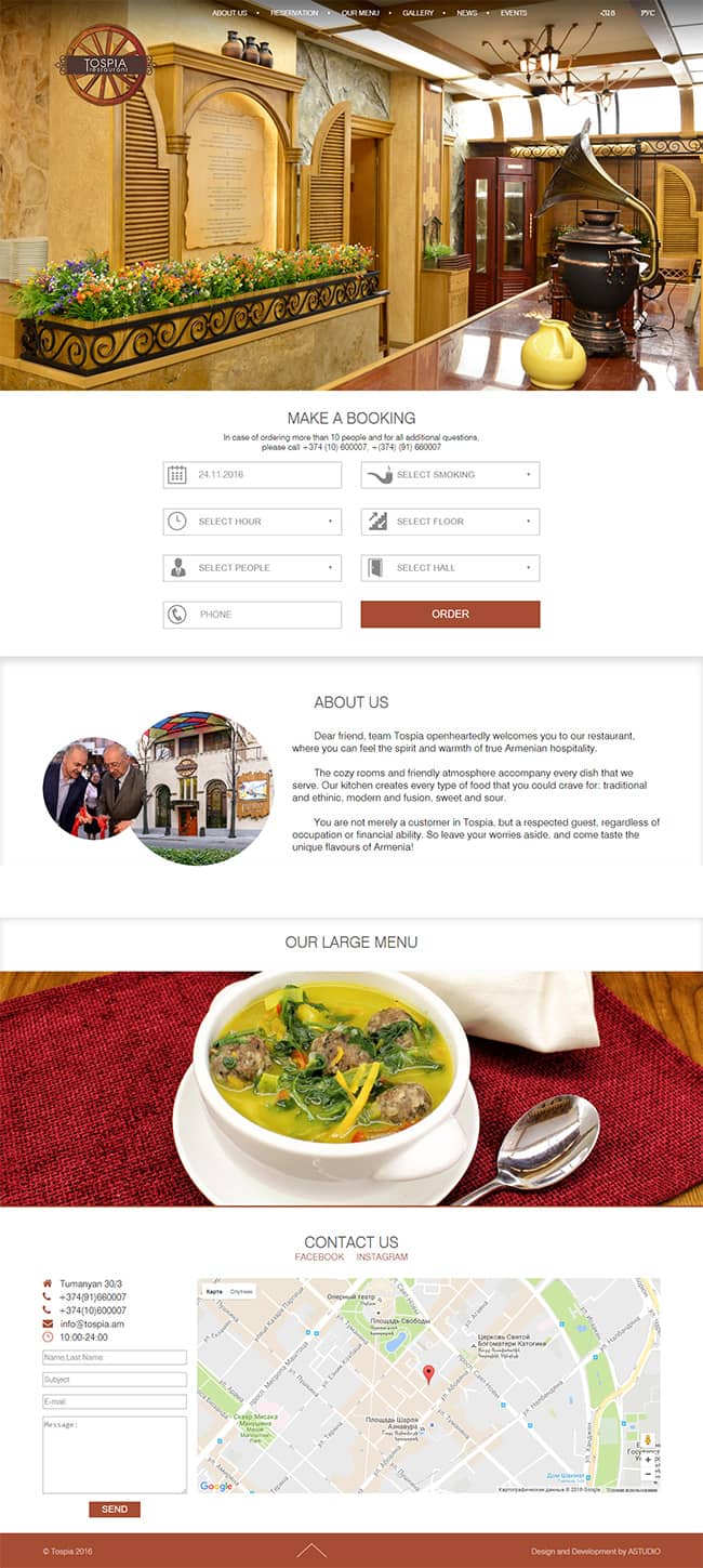 Restaurant website development