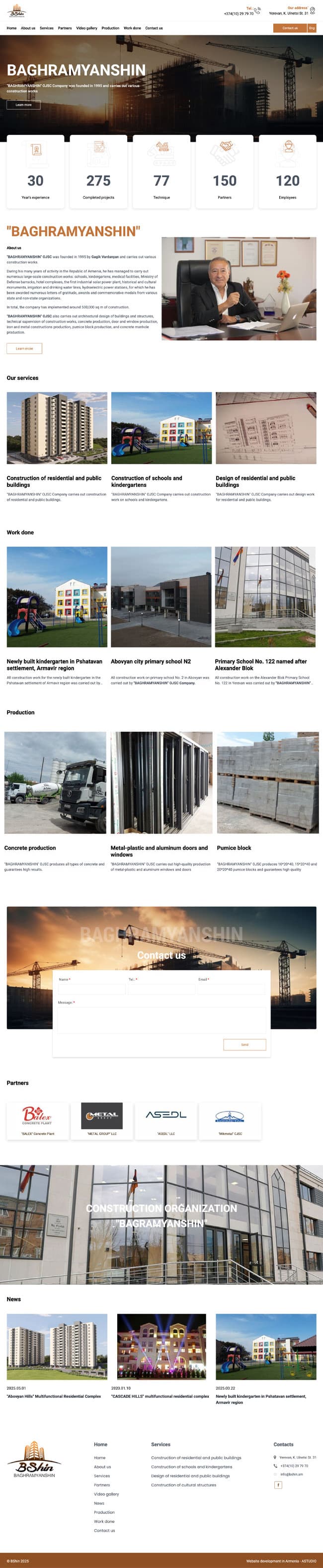 Construction company’s business website development