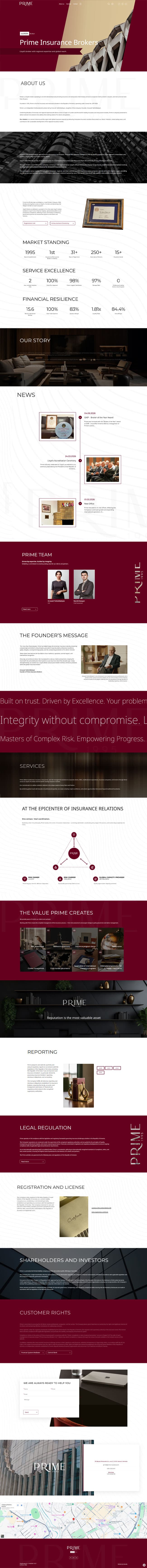 Corporate landing page for an insurance company