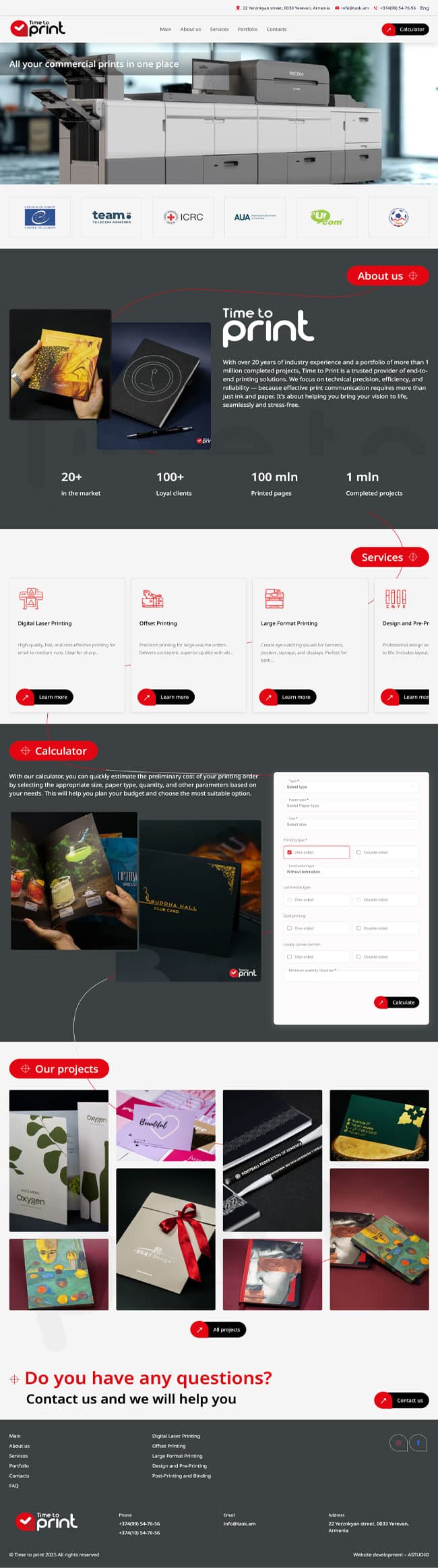 Creation of a printing house portfolio website