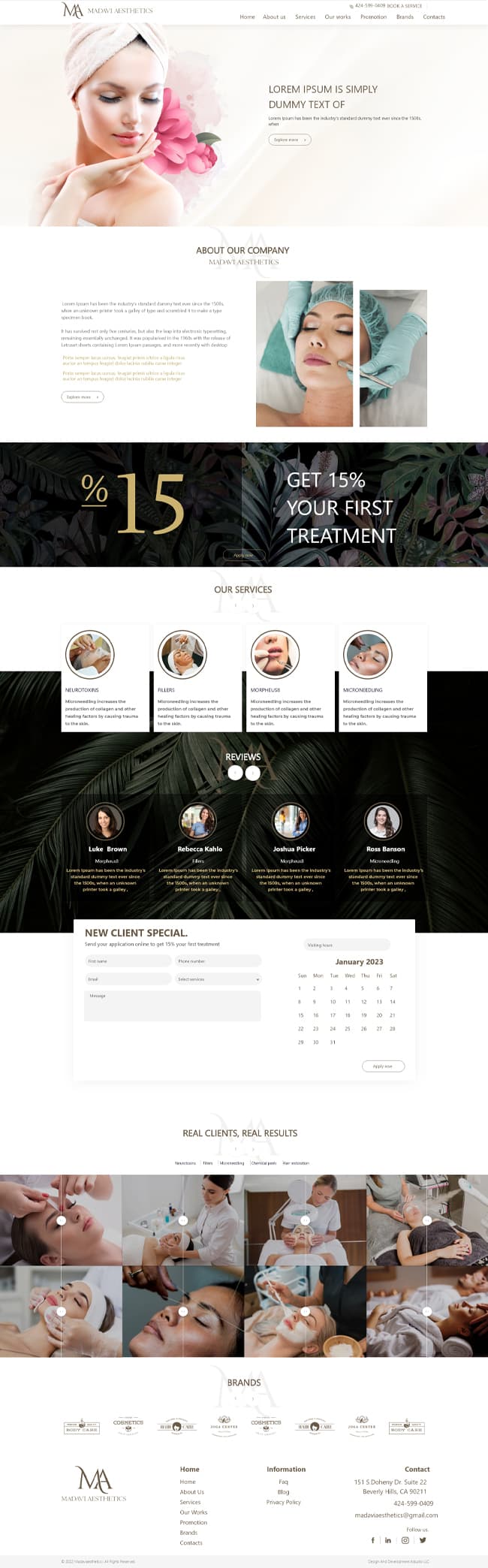 Создание сайта центра косметологии Website creation for aesthetic clinic