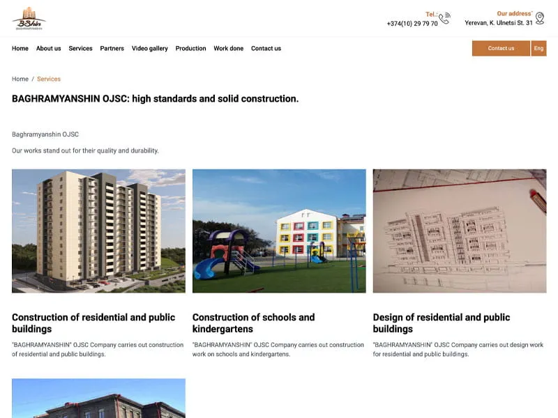 Presentation of completed projects on the website