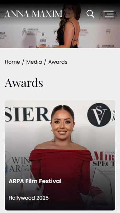 Mobile version of the website