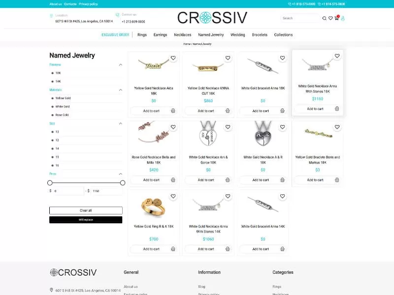 Jewellery online catalog