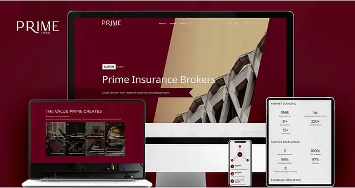 Corporate landing page for an insurance company