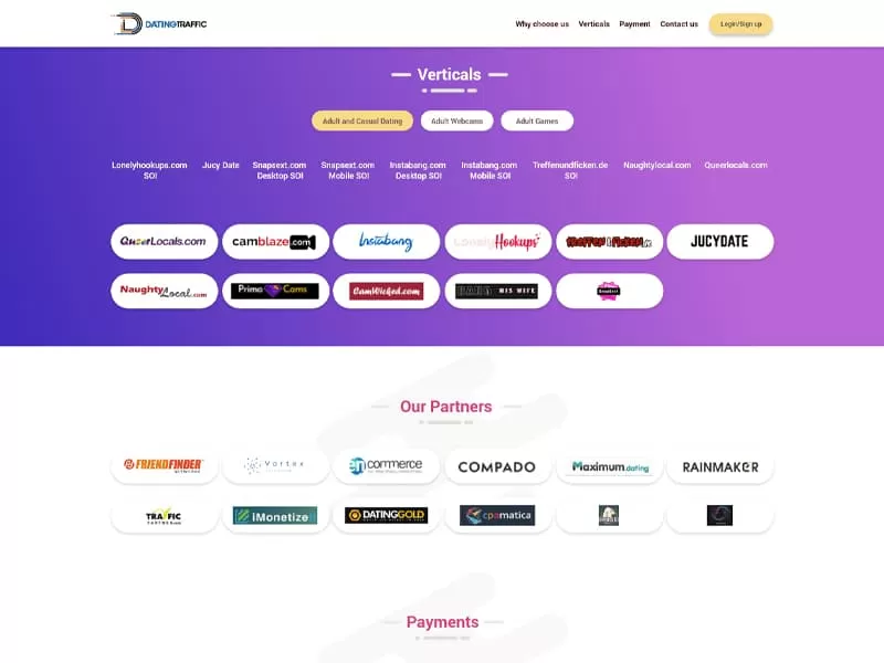 Landing page content